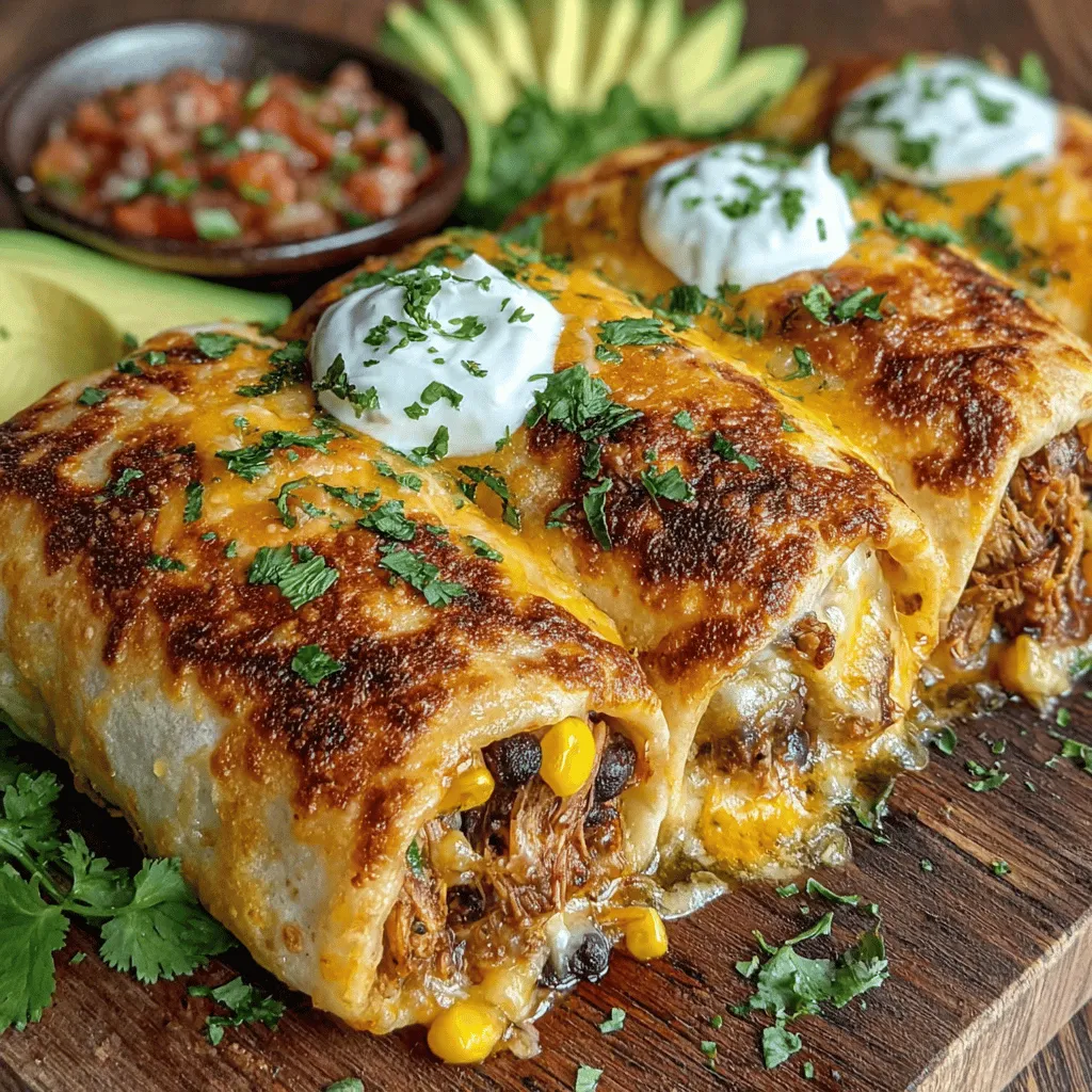Tex-Mex Baked Chicken Chimichangas are a delightful fusion of flavors that captures the essence of Mexican cuisine while offering a convenient and healthier alternative to traditional frying. This dish combines tender, shredded chicken, zesty black beans, and gooey cheese, all wrapped in a warm flour tortilla and baked to perfection. The result is a crispy exterior that encases a savory filling, making it an irresistible meal that the whole family can enjoy.