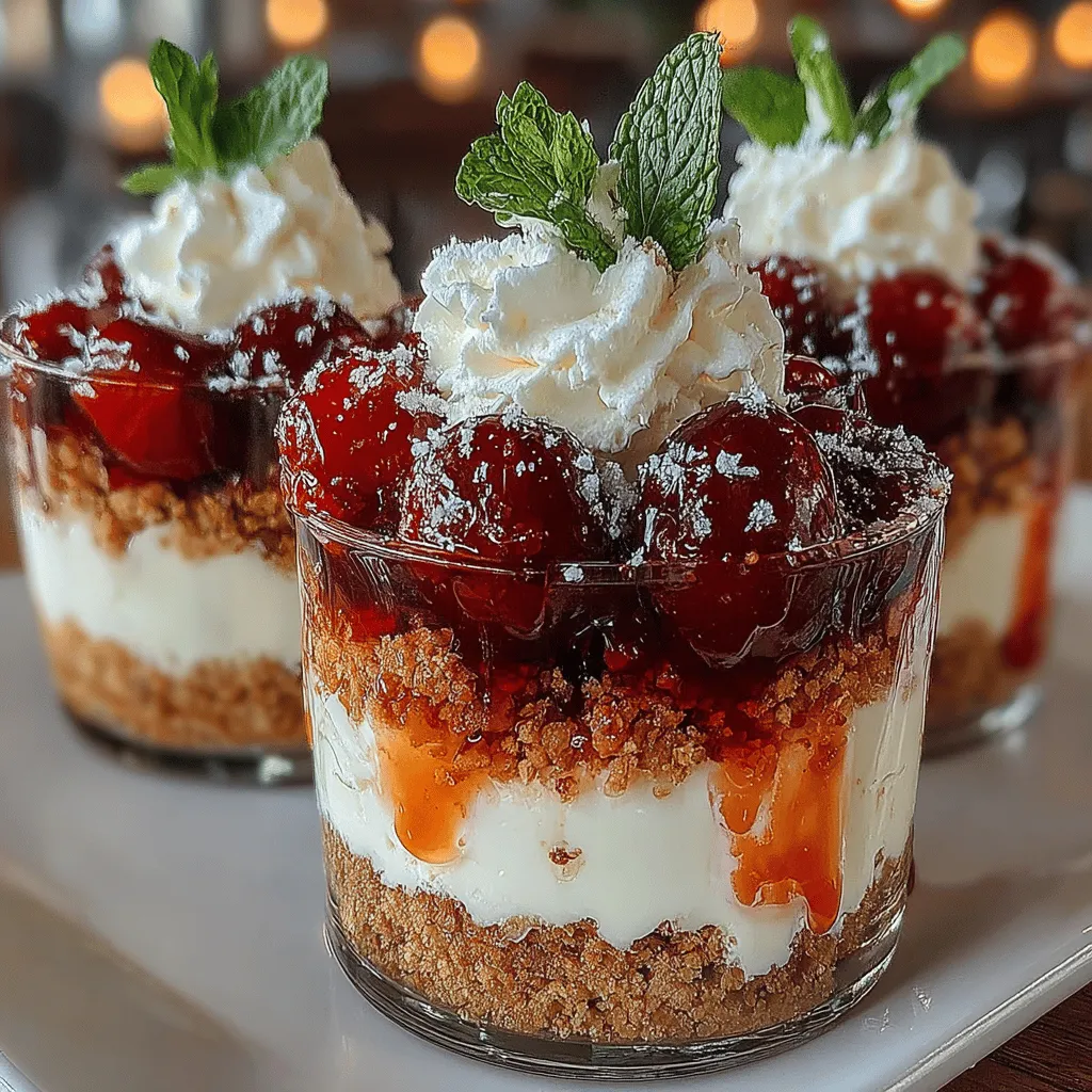 Cherry Bliss Parfaits are a delightful dessert that perfectly captures the essence of summer with their vibrant colors and luscious flavors. This layered treat combines the tartness of fresh cherries with the creamy decadence of whipped cream and cream cheese, all nestled between crunchy layers of granola or crushed cookies. Not only are these parfaits visually stunning, but they are also incredibly easy to prepare, making them a go-to option for gatherings, celebrations, or even a simple weeknight indulgence.