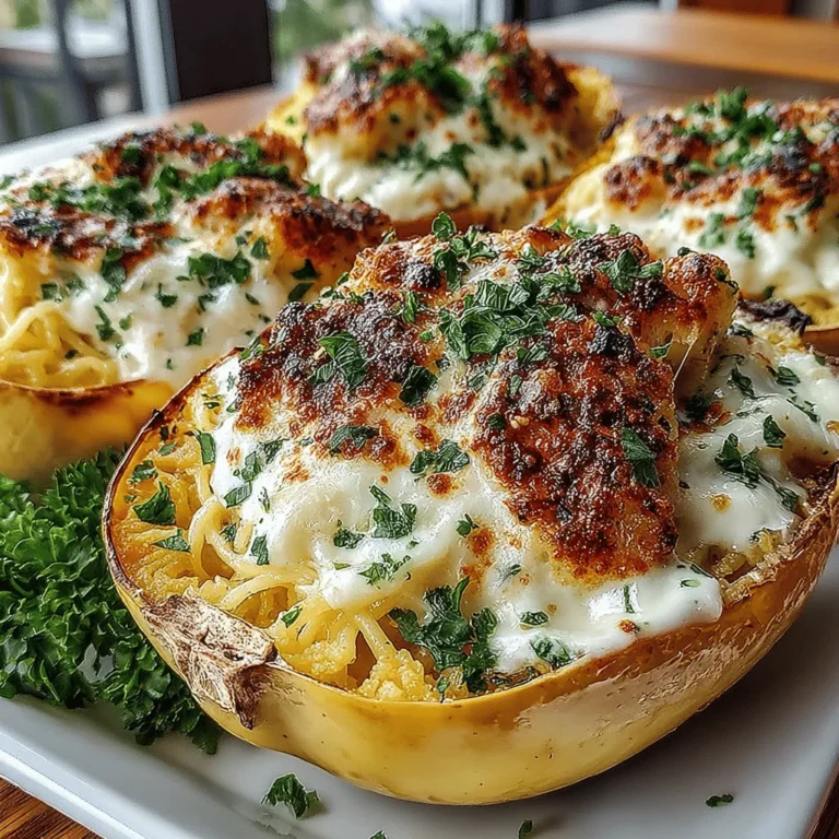 Before diving into the preparation of the Creamy Spaghetti Squash Alfredo Boats, preheating your oven is a crucial first step. Setting your oven to 400°F (200°C) allows it to reach the right temperature for roasting the spaghetti squash effectively. Proper oven temperature is vital as it ensures even cooking and caramelization, which enhances the flavor of the squash. A well-preheated oven helps achieve that perfect tender texture while creating a beautifully roasted exterior.
