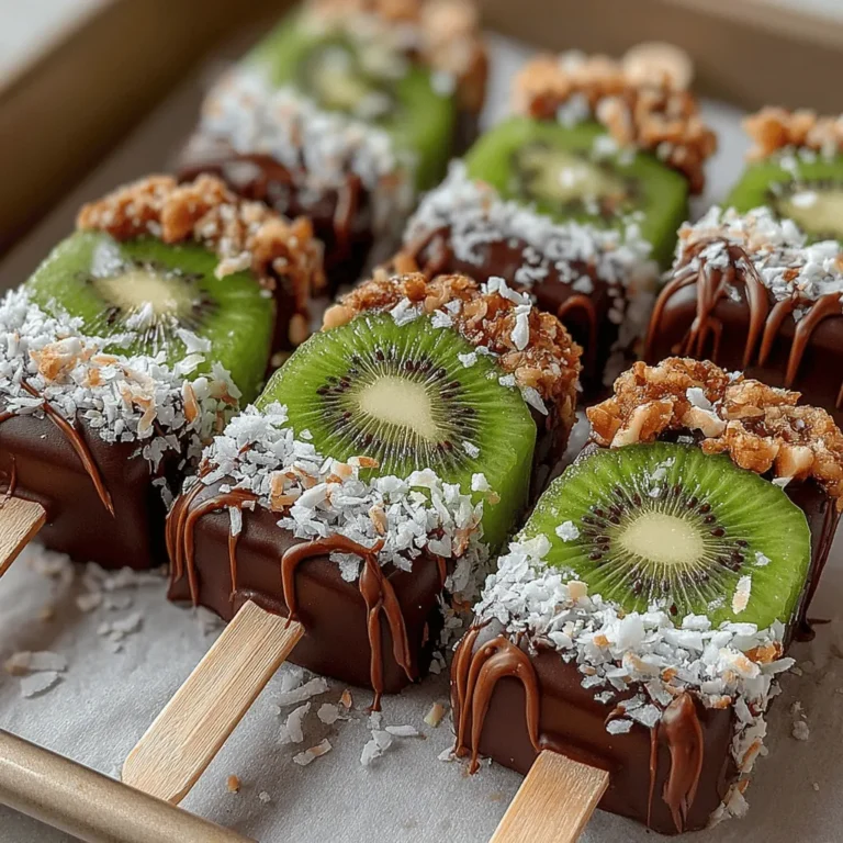 Once you’ve dipped your kiwi slices in rich dark chocolate, the next crucial step is freezing them. Freezing the pops not only solidifies the chocolate coating but also enhances the texture and flavors. Aim for a freezing time of at least 2 hours, but for the best results, consider leaving them in the freezer for up to 4 hours. This allows the chocolate to set firmly, resulting in a satisfying crunch when bitten into. Additionally, a longer freezing time can help the kiwi’s natural sweetness intensify, creating a harmonious blend of flavors when combined with the chocolate.