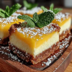 When preparing your Zesty Lemon Chill Bars, the key to success lies in the right combination of ingredients and careful baking. Once you have whisked together the filling, you’ll pour it onto your pre-baked crust. It's essential to bake the bars until the filling is set, but not fully firm. This results in a creamy texture that melts in your mouth.