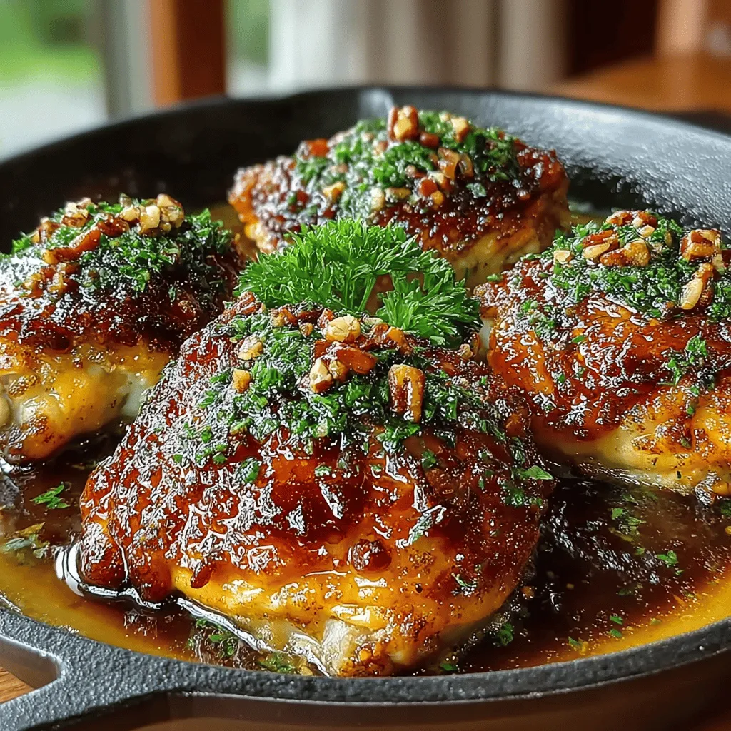 If you're searching for a dish that perfectly balances sweet, savory, and nutty flavors, look no further than Sticky Maple Pecan Chicken Thighs. This delightful recipe is not only a feast for the taste buds but also an eye-catching centerpiece that can elevate any meal, whether it’s a casual weeknight dinner or a special gathering with friends and family. The combination of rich maple syrup, crunchy pecans, and tender chicken thighs creates a harmony of flavors that is both comforting and sophisticated.