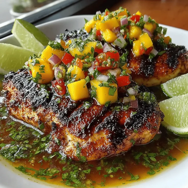 Grilled Chicken with Mango Salsa is a vibrant and mouthwatering dish that perfectly showcases the harmony of grilled meats and fresh, tropical flavors. This recipe is not just a meal; it’s an experience that transports your taste buds to a sun-soaked beach with each bite. The succulent grilled chicken breast serves as a canvas for the bright, zesty mango salsa, creating a dish that is both visually stunning and delightfully flavorful.