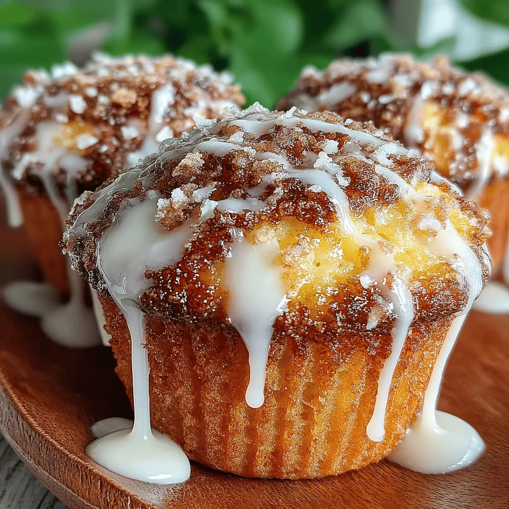 - <strong>All-Purpose Flour</strong>: 2 cups – <strong>Granulated Sugar</strong>: 3/4 cup – <strong>Baking Powder</strong>: 1 tablespoon – <strong>Baking Soda</strong>: 1/2 teaspoon – <strong>Salt</strong>: 1/2 teaspoon – <strong>Ground Cinnamon</strong>: 2 teaspoons to enhance the filling with that warm spice. – <strong>Buttermilk</strong>: 1 cup, room temperature – <strong>Unsalted Butter</strong>: 1/4 cup, melted – <strong>Large Eggs</strong>: 2, at room temperature – <strong>Vanilla Extract</strong>: 1 teaspoon” /></p>
</p>
<h2>Ingredients</h2>
</p>
<h3>For the Muffins:</h3>
<p>– <strong>All-Purpose Flour</strong>: 2 cups</p>
<p>– <strong>Granulated Sugar</strong>: 3/4 cup</p>
<p>– <strong>Baking Powder</strong>: 1 tablespoon</p>
<p>– <strong>Baking Soda</strong>: 1/2 teaspoon</p>
<p>– <strong>Salt</strong>: 1/2 teaspoon</p>
<p>– <strong>Ground Cinnamon</strong>: 2 teaspoons to enhance the filling with that warm spice.</p>
<p>– <strong>Buttermilk</strong>: 1 cup, room temperature</p>
<p>– <strong>Unsalted Butter</strong>: 1/4 cup, melted</p>
<p>– <strong>Large Eggs</strong>: 2, at room temperature</p>
<p>– <strong>Vanilla Extract</strong>: 1 teaspoon</p>
</p>
<h3>For the Cinnamon Filling:</h3>
<p>– <strong>Brown Sugar</strong>: 1/2 cup, packed</p>
<p>– <strong>Ground Cinnamon</strong>: 1 tablespoon</p>
<p>– <strong>Unsalted Butter</strong>: 1/4 cup, softened to create the perfect paste consistency.</p>
</p>
<h3>For the Glaze:</h3>
<p>– <strong>Powdered Sugar</strong>: 1 cup gives the glaze its sweetness and smooth texture.</p>
<p>– <strong>Milk</strong>: 2 tablespoons (adjust based on desired thickness) helps achieve the perfect glaze consistency.</p>
<p>– <strong>Vanilla Extract</strong>: 1/2 teaspoon to tie in that lovely flavor.</p>
</p>
<h2>Preparation Steps: Baking Made Simple</h2>
</p>
<p>Making these muffins is a straightforward process that can be done in less than 35 minutes. Here’s how to bring it all together:</p>
</p>
<h3>Step 1: Preheat the Oven</h3>
<p>Begin by preheating your oven to 350°F (175°C). It’s essential to get your oven hot before you begin baking so your muffins rise perfectly.</p>
</p>
<h3>Step 2: Mix Dry Ingredients</h3>
<p>In a large mixing bowl, whisk together your dry ingredients: all-purpose flour, granulated sugar, baking powder, baking soda, salt, and ground cinnamon. This step ensures that everything is evenly distributed.</p>
</p>
<h3>Step 3: Combine Wet Ingredients</h3>
<p>In a separate bowl, combine the wet ingredients: buttermilk, melted butter, eggs, and vanilla extract. Whisk until everything is well incorporated.</p>
</p>
<h3>Step 4: Combine Wet and Dry Ingredients</h3>
<p>Now, it’s time to bring the wet and dry ingredients together. Pour the wet mixture into the dry ingredients, mixing gently until just combined. Remember, it’s okay if the batter is a bit lumpy; overmixing can lead to dense muffins.</p>
</p>
<h3>Step 5: Prepare the Cinnamon Filling</h3>
<p>Next, prepare the cinnamon filling by mixing together the brown sugar, ground cinnamon, and softened butter in a small bowl. This paste will create that delicious swirl in your muffins.</p>
</p>
<h3>Step 6: Assemble the Muffins</h3>
<p>Spoon half of your muffin batter into a lined muffin tin, filling each cup about two-thirds full. Add a teaspoon of the cinnamon filling on top, then cover it with the remaining muffin batter.</p>
</p>
<h3>Step 7: Create the Swirl</h3>
<p>To create that signature cinnamon roll swirl, take a knife or a toothpick and gently swirl the filling into the batter. Be careful not to over-swirl; you want a beautiful marbled effect, not a completely blended mixture.</p>
</p>
<h3>Step 8: Bake the Muffins</h3>
<p>Bake your muffins in the preheated oven for 18-20 minutes. They’re done when a toothpick inserted into the center comes out clean. As the muffins bake, your kitchen will fill with an irresistible aroma that’s sure to tempt your taste buds.</p>
</p>
<h3>Step 9: Cool and Glaze</h3>
<p>While the muffins cool for about 5 minutes, prepare the glaze by whisking together the powdered sugar, milk, and vanilla extract in a small bowl until smooth. Adjust the milk to achieve your desired consistency.</p>
</p>
<h3>Step 10: Drizzle the Glaze</h3>
<p>Once the muffins have cooled slightly, drizzle the glaze over the top of each muffin. Allow the glaze to set for a few moments before serving.</p>
</p>
<h2>Tips for Best Results</h2>
</p>
<p>To ensure your Heavenly Warm Cinnamon Roll Muffins turn out perfectly every time, consider the following tips:</p>
</p>
<h3>Use Room Temperature Ingredients</h3>
<p>For the best texture, make sure your buttermilk and eggs are at room temperature. This helps create a smoother batter and results in fluffier muffins.</p>
</p>
<h3>Don’t Overmix</h3>
<p>When combining the wet and dry ingredients, mix just until combined. Overmixing can lead to tough muffins. A few lumps in the batter are perfectly fine.</p>
</p>
<h3>Adjust Cinnamon Filling</h3>
<p>Feel free to adjust the amount of cinnamon in the filling to suit your taste. If you love a stronger spice flavor, add an extra teaspoon of cinnamon.</p>
</p>
<h3>Lining the Muffin Tin</h3>
<p>Using paper liners not only makes cleanup easier but also helps prevent the muffins from sticking. If you prefer, you can grease the tin with butter or cooking spray instead.</p>
</p>
<h3>Cool Slightly Before Glazing</h3>
<p>Allowing the muffins to cool for a few minutes before glazing helps the glaze adhere better and prevents it from melting off too quickly.</p>
</p>
<h3>Storage Tips</h3>
<p>Store any leftover muffins in an airtight container at room temperature for up to 3 days. For longer storage, freeze them in a sealed bag for up to 2 months. To reheat, simply pop them in the microwave for a few seconds or warm them in the oven.</p>
</p>
<h2>Serving Suggestions</h2>
</p>
<p>These Heavenly Warm Cinnamon Roll Muffins are delightful on their own, but they can also be served in various ways to enhance your experience:</p>
</p>
<h3>Pair with Coffee or Tea</h3>
<p>Enjoy your muffins with a hot cup of coffee or tea. The warmth of the beverages complements the sweetness of the muffins beautifully, making for a comforting breakfast or snack.</p>
</p>
<h3>Add Fresh Fruit</h3>
<p>Serve your muffins alongside fresh fruit such as sliced strawberries, blueberries, or bananas. The freshness will balance the sweetness of the muffins and add a nutritious touch.</p>
</p>
<h3>Ice Cream Delight</h3>
<p>For a decadent treat, serve warmed muffins with a scoop of vanilla ice cream. Drizzle with additional glaze or a caramel sauce for an indulgent dessert.</p>
</p>
<h3>Breakfast or Brunch Spread</h3>
<p>Include these muffins in your breakfast or brunch spread alongside other favorites like scrambled eggs, bacon, or a fruit salad. They can also be a delightful addition to a holiday breakfast table.</p>
</p>
<h2>Common Questions</h2>
</p>
<h3>Can I Use Whole Wheat Flour?</h3>
<p>Yes, you can substitute up to half of the all-purpose flour with whole wheat flour for a healthier option. Keep in mind that it may alter the texture slightly, making the muffins denser.</p>
</p>
<h3>What Can I Use Instead of Buttermilk?</h3>
<p>If you don’t have buttermilk on hand, you can make a quick substitute by adding 1 tablespoon of white vinegar or lemon juice to 1 cup of regular milk. Let it sit for about 5-10 minutes until it thickens slightly.</p>
</p>
<h3>How Can I Make These Muffins Gluten-Free?</h3>
<p>To make these muffins gluten-free, substitute the all-purpose flour with a gluten-free flour blend. Be sure to check the other ingredients for gluten content as well.</p>
</p>
<h3>Can I Make the Batter in Advance?</h3>
<p>Yes, you can prepare the batter in advance and store it in the refrigerator for up to 24 hours. When ready to bake, pour the batter into the muffin tin and bake as directed.</p>
</p>
<h2>Conclusion</h2>
</p>
<p>These Heavenly Warm Cinnamon Roll Muffins are the perfect combination of comfort and flavor, making them an irresistible treat for any occasion. With their fluffy texture, delightful cinnamon filling, and sweet glaze, they are sure to become a family favorite. Whether enjoyed fresh out of the oven or as part of a brunch spread, these muffins are sure to bring smiles to everyone’s faces.</p>
</p>
<p>So why wait? Gather your ingredients and start baking these delightful muffins today. Your kitchen will be filled with the warm scent of cinnamon, and your taste buds will thank you for this delicious creation. Enjoy every bite of these heavenly delights!</p>
</div>
