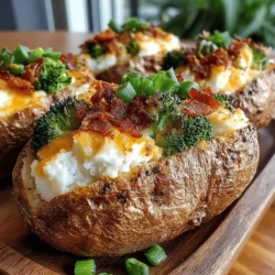 When it comes to comfort food, few dishes can compete with the warmth and satisfaction of twice-baked potatoes. Among them, Cheesy Broccoli Bliss Twice-Baked Potatoes stand out as a delicious and hearty option that combines the rich flavors of cheese and the fresh crunch of broccoli. This dish not only serves as a fantastic side but also shines as a main course during family dinners or gatherings, making it a versatile addition to any meal plan. Each bite offers a delightful contrast between the creamy, cheesy filling and the crispy potato skin, ensuring that your taste buds are treated to an indulgent experience.
