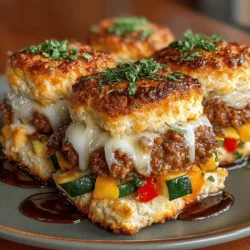 In the quest for a meal that is not only delicious but also healthy and fun for the entire family, Mini Turkey and Veggie Biscuit Stacks emerge as a standout option. Imagine a delightful combination of savory ground turkey paired with fresh, colorful vegetables, all nestled between fluffy biscuit layers. This recipe offers a wholesome balance of flavors and textures, making it an enticing choice for family dinners or casual gatherings. The appeal lies not just in its taste but also in the ease of preparation, ensuring that even the busiest of weeknights can be filled with home-cooked goodness.