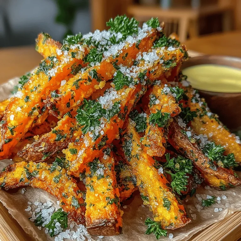 In recent years, sweet potato fries have surged in popularity, earning their place as a beloved alternative to traditional potato fries. Not only do they provide a vibrant color and unique flavor, but they also offer a healthier option for those seeking to indulge in a comforting side dish without the guilt. The natural sweetness of sweet potatoes pairs beautifully with the savory notes of garlic and fresh herbs, creating a mouthwatering combination that elevates this dish to a whole new level. For both casual cooks and culinary enthusiasts, this recipe is not only straightforward but also a guaranteed crowd-pleaser.