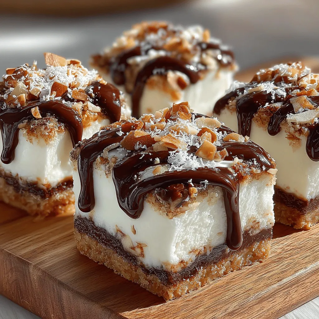 <strong>Introduction</strong>” /></p>
</p>
<p>Creating a delicious yet healthier dessert version of a classic treat can be both satisfying and rewarding. The Frozen Almond Joy Yogurt Squares are not only a feast for the taste buds but also an easy-to-make snack that offers nutritional benefits. Let’s dive deeper into the techniques for perfecting this recipe and discover how to make the most out of your frozen almond joy yogurt squares.</p>
</p>
<h2>Techniques for Achieving a Smooth Consistency</h2>
</p>
<p>To ensure your yogurt mixture is silky and smooth, start by using room temperature yogurt. Cold yogurt can lead to lumps, disrupting the desired creamy texture. Blend the yogurt with other ingredients such as almond butter and sweeteners in a high-speed blender or food processor. This will help incorporate air into the mixture, resulting in a light and airy consistency.</p>
</p>
<h3>Importance of Adjusting Sweetness to Personal Preference</h3>
</p>
<p>Taste is subjective, and achieving the perfect level of sweetness is essential for making this treat enjoyable. Start with the recommended amount of sweetener, then sample a small amount of the mixture. If you feel it needs more sweetness, gradually add a bit more, tasting as you go. Natural sweeteners like honey, maple syrup, or agave can be used to enhance the flavor without overpowering the natural taste of the yogurt.</p>
</p>
<h3>Adding Texture with Almonds</h3>
</p>
<p>Incorporating chopped almonds into your yogurt mixture not only adds a delightful crunch but also enhances the flavor profile of the squares. For an ideal texture, chop the almonds coarsely so that they are noticeable but not too large, which could disrupt the smoothness of each bite. Toasting the almonds lightly before adding them can also bring out their natural oils and enhance their flavor, making the squares even more delicious.</p>
</p>
<h3>Tips for Folding Ingredients to Maintain a Light Texture</h3>
</p>
<p>When combining the yogurt mixture with whipped cream or any other light ingredient, use a gentle folding technique. This involves using a spatula to lift the mixture from the bottom and fold it over itself rather than stirring. This method retains the airiness of the whipped components, keeping your squares light and fluffy.</p>
</p>
<h2>Transferring and Smoothing the Mixture</h2>
</p>
<p>Once your yogurt mixture is ready, it’s time to transfer it to the prepared pan. Pour the mixture into the lined baking dish, then use an offset spatula or the back of a spoon to spread it evenly across the surface. To achieve a perfectly smooth top, you can also lightly tap the pan on the counter a few times, which will settle the mixture and eliminate any air bubbles.</p>
</p>
<h3>Importance of Using Parchment Paper for Easy Removal</h3>
</p>
<p>Using parchment paper is crucial for easy removal of the frozen squares. It prevents the mixture from sticking to the pan, making it simple to lift out once frozen. Line your baking dish with enough overhang on the sides to create “handles” that will help you pull the entire block of frozen yogurt out when it’s time to cut.</p>
</p>
<h3>Techniques for Achieving an Even Layer</h3>
</p>
<p>Achieving an even layer ensures that each square has the same delightful taste and texture. Gently press the mixture down into the pan with the spatula to create an even surface. If necessary, use a ruler or straight edge to ensure the corners are level and the mixture is distributed evenly.</p>
</p>
<h2>Creating the Chocolate Layer</h2>
</p>
<p>A rich chocolate layer not only complements the yogurt but also adds an indulgent touch. To create this layer, melt dark chocolate or chocolate chips.</p>
</p>
<h3>Proper Melting Techniques for Chocolate: Avoiding Burning</h3>
</p>
<p>When melting chocolate, it’s essential to do so gently to avoid burning. This can be achieved by using a double boiler or microwave. If using a microwave, heat the chocolate in short intervals of 15-20 seconds, stirring in between each interval until smooth. If using a double boiler, ensure that the water does not touch the bottom of the bowl containing the chocolate, as direct contact with heat can cause it to seize.</p>
</p>
<h3>Tips for Creating a Marbled Effect for Visual Appeal</h3>
</p>
<p>For a beautiful marbled effect, pour the melted chocolate over the yogurt mixture and use a skewer or knife to swirl the chocolate into the yogurt gently. This creates a stunning visual and adds an extra layer of flavor to each bite. Be careful not to overmix, as you want to maintain distinct swirls for an attractive presentation.</p>
</p>
<h2>Freezing the Mixture</h2>
</p>
<p>Now that your layers are prepared, it’s time to freeze the squares.</p>
</p>
<h3>Recommended Freezing Times and Conditions for Best Results</h3>
</p>
<p>Place the baking dish in the freezer and allow it to set for at least 4-6 hours, or until completely firm. For best results, cover the dish with a lid or plastic wrap to prevent ice crystals from forming, which can adversely affect the texture of your squares.</p>
</p>
<h2>Cutting and Serving Suggestions</h2>
</p>
<p>Once your squares are fully frozen, it’s time to cut them into delightful portions.</p>
</p>
<h3>Techniques for Cutting Frozen Squares Without Damage</h3>
</p>
<p>To cut the frozen yogurt squares without damaging them, let them sit at room temperature for about 5-10 minutes. This will soften the edges slightly, making them easier to slice. Use a sharp knife dipped in warm water for clean cuts. Wipe the knife with a paper towel in between cuts to maintain neat edges.</p>
</p>
<h3>Ideas for Serving: Pairing with Fruits or Toppings</h3>
</p>
<p>Serve your Frozen Almond Joy Yogurt Squares as they are, or elevate the presentation by pairing them with fresh fruits, such as berries or sliced bananas. You can also drizzle a little extra melted chocolate or a sprinkle of toasted coconut on top for added flavor and texture.</p>
</p>
<h2>Storing Your Frozen Almond Joy Yogurt Squares</h2>
</p>
<p>To keep your squares fresh and delicious, proper storage is key.</p>
</p>
<h3>Best Practices for Storage in an Airtight Container</h3>
</p>
<p>Store your cut squares in an airtight container, separating layers with parchment paper to prevent sticking. This will help maintain their texture and flavor while keeping them ready for snacking.</p>
</p>
<h3>Tips on Maintaining Flavor and Texture While Frozen</h3>
</p>
<p>If possible, consume your squares within two weeks for the best taste and texture. Over time, even in the freezer, foods can develop freezer burn or lose flavor. Keeping the squares properly sealed will help mitigate this.</p>
</p>
<h3>Shelf Life and Recommendations for Consumption</h3>
</p>
<p>Frozen Almond Joy Yogurt Squares can last for up to three months in the freezer, but for optimal flavor, it’s best to eat them within a month. Enjoy them as a healthy snack or a satisfying dessert after meals.</p>
</p>
<h2>Health Benefits of Frozen Almond Joy Yogurt Squares</h2>
</p>
<p>These yogurt squares aren’t just delicious; they also offer numerous health benefits.</p>
</p>
<h3>Nutritional Breakdown Per Square</h3>
</p>
<p>Each square is packed with protein from the yogurt and healthy fats from the almonds, making them a nutrient-dense snack. Depending on the size and ingredients, each square typically contains around 100 calories, 4 grams of protein, and healthy fats from almond butter and nuts.</p>
</p>
<h3>Comparison to Traditional Desserts in Terms of Calories and Sugar</h3>
</p>
<p>When compared to traditional desserts like ice cream or chocolate bars, these Frozen Almond Joy Yogurt Squares are significantly lower in calories and sugar. This makes them a guilt-free alternative for satisfying your sweet tooth.</p>
</p>
<h3>Benefits of Incorporating Healthier Desserts into Your Diet</h3>
</p>
<p>Opting for healthier dessert alternatives not only helps with weight management but also encourages healthier eating habits overall. By making desserts that are lower in sugar and higher in nutrients, you can enjoy treats without compromising your health goals.</p>
</p>
<h2>Conclusion</h2>
</p>
<p>Frozen Almond Joy Yogurt Squares are an incredible blend of flavors and textures that make for a delightful treat. Not only do they satisfy your cravings for something sweet, but they also provide a healthier alternative to traditional desserts. With their creamy yogurt base and crunchy almond topping, these squares are sure to become a favorite in your home.</p>
</p>
<p>Try this recipe today for a satisfying and nutritious snack that you can feel good about. The joy of creating healthier versions of beloved desserts is not just about the food; it’s about nurturing your body while enjoying every bite.</p>
</div>