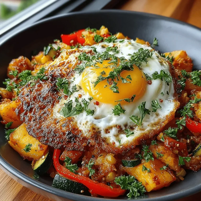 Sweet Potato & Zucchini Hash is a vibrant, flavorful dish that brings together the wholesome goodness of vegetables in a delightful medley. This recipe is not only visually appealing but also tantalizes the taste buds with its combination of sweet, savory, and aromatic flavors. Perfect for any meal—whether it’s a hearty breakfast, a light lunch, or a satisfying dinner—this hash is a versatile staple that can easily adapt to your palate and dietary preferences.