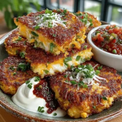 Mini Cheddar Corn Fritter Cakes are a delightful culinary creation that captivates food lovers with their crispy texture and cheesy goodness, complemented by the sweet burst of corn flavor. These fritters are not just a treat for the taste buds; they also embody versatility in every bite. Whether served as an appetizer at a gathering, a snack for a midday pick-me-up, or even a satisfying breakfast item, these fritters are suitable for a variety of occasions. Their appeal lies not only in their deliciousness but also in their simplicity, making them accessible to both novice cooks and seasoned chefs alike.