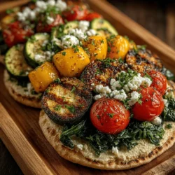 In the bustling realm of culinary creations, Colorful Mini Roasted Veggie Pita Wraps stand out as a vibrant and nutritious option that brings both flavor and health to the table. These delightful wraps are more than just a meal; they represent a celebration of seasonal vegetables, infused with spices and served in a soft whole wheat pita. This recipe is perfect for a busy weeknight dinner or as an easy, make-ahead lunch that you can enjoy throughout the week. With a medley of roasted veggies topped with creamy hummus, these wraps are not only rich in nutrients but also visually stunning, making them a feast for the eyes as much as for the palate.